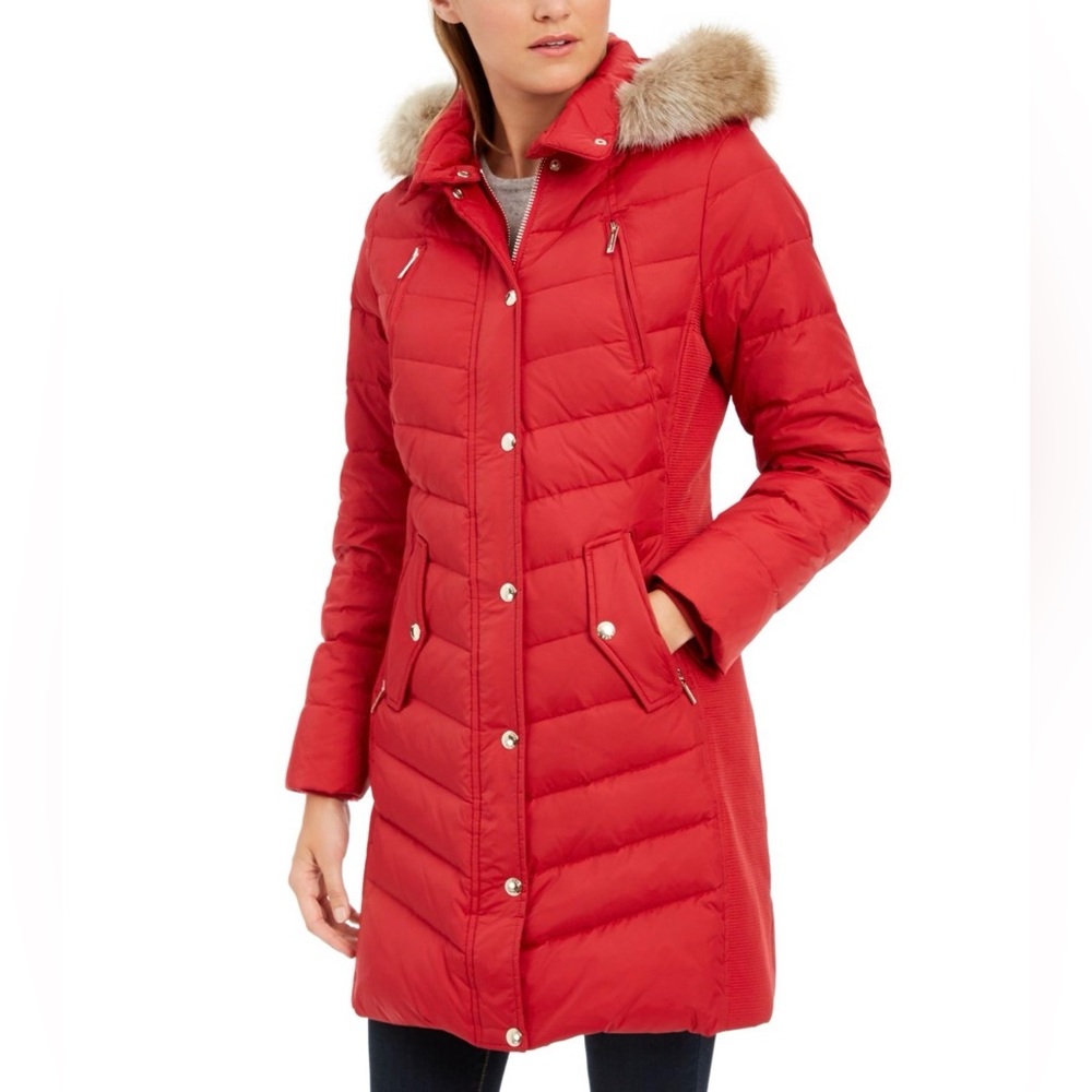 MICHAEL KORS Faux-Fur-Trim Hooded Puffer Coat